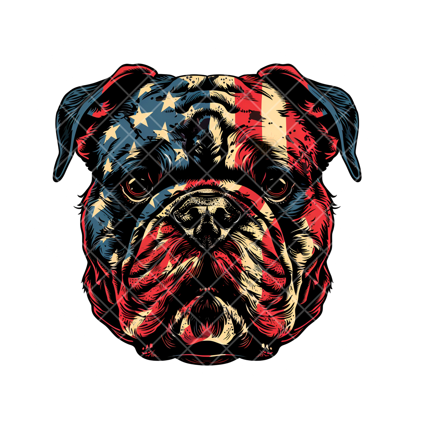 English Bulldog American Flag Face PNG