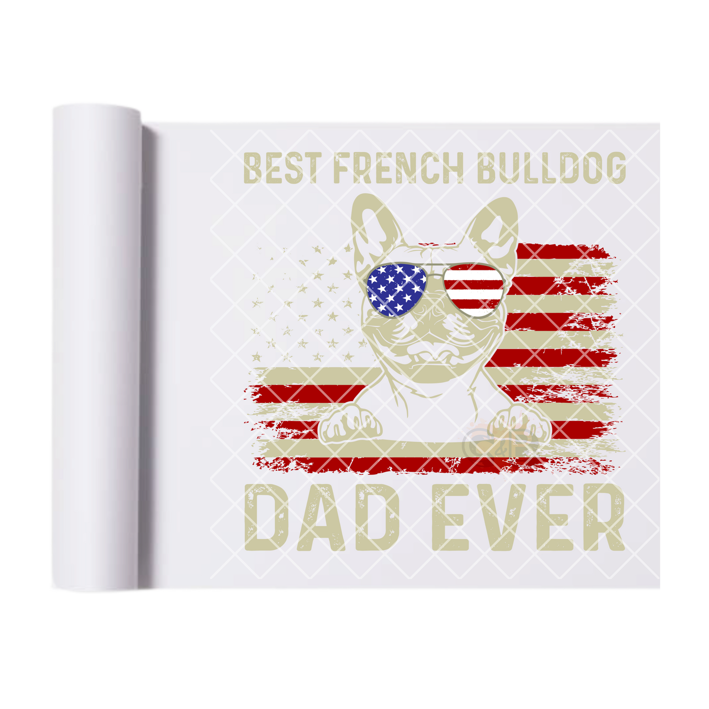 Bulldog dad American flag DTF film t shirt transfer