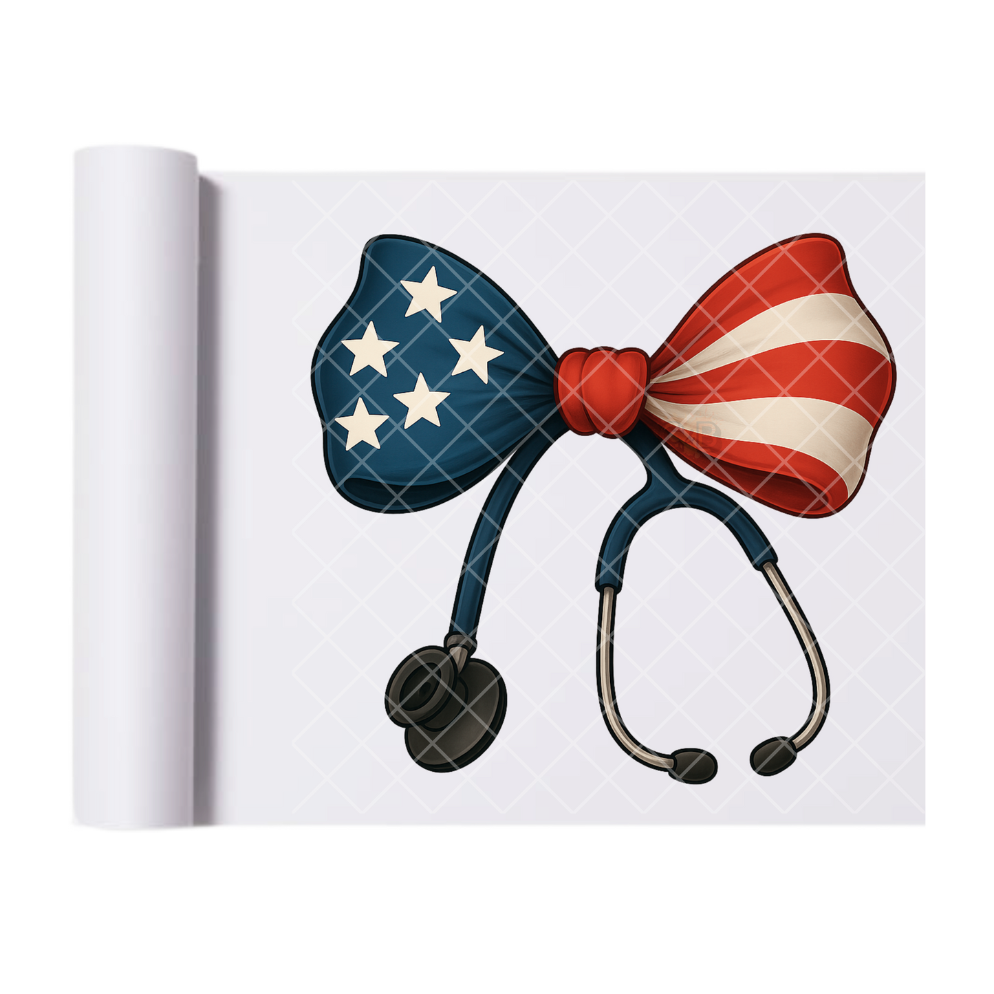 American Flag Stethoscope Bow - Direct Print Film Transfer for Trendy T-Shirts, Cotton, Polyester & Blends - High-Quality Print