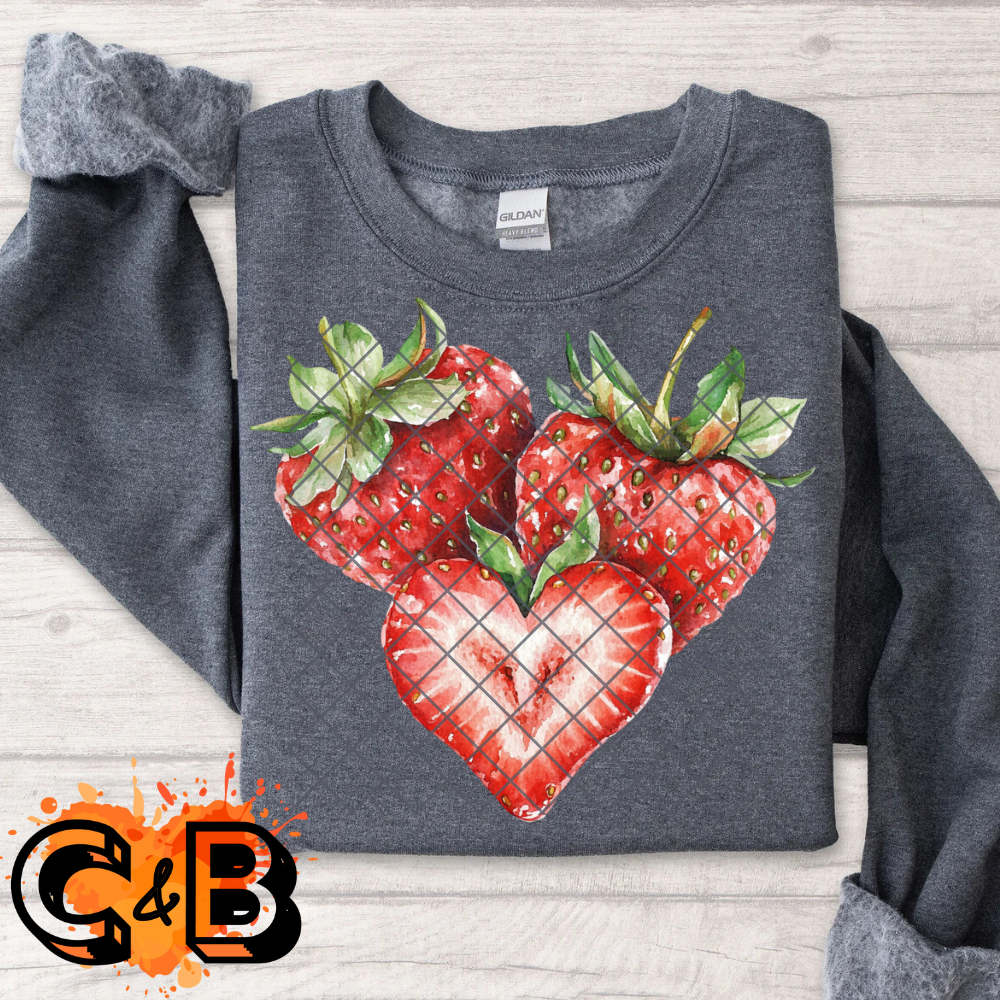 Watercolor strawberry’s DTF film t shirt transfer
