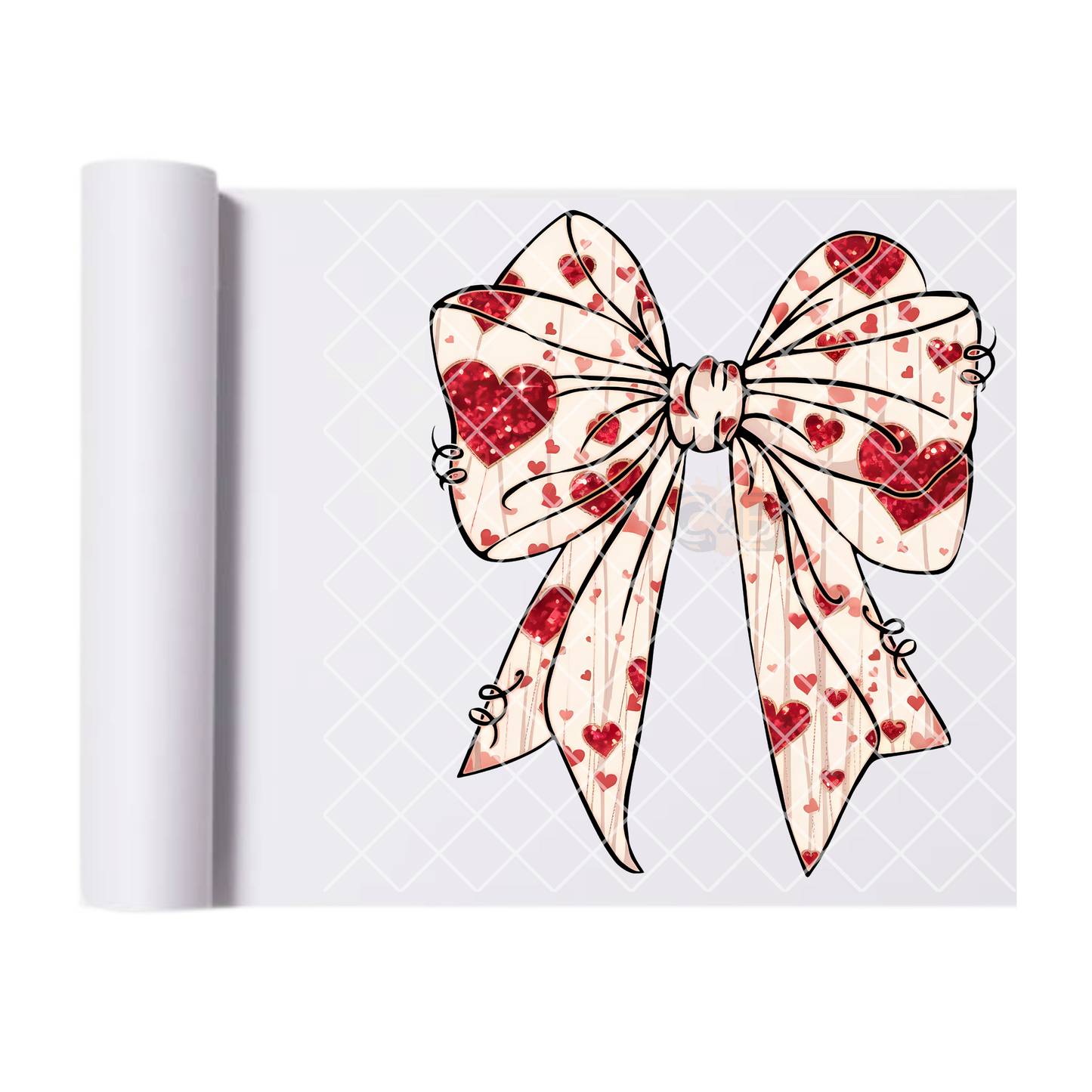 Red Glitter hearts bow DTF film t shirt transfer
