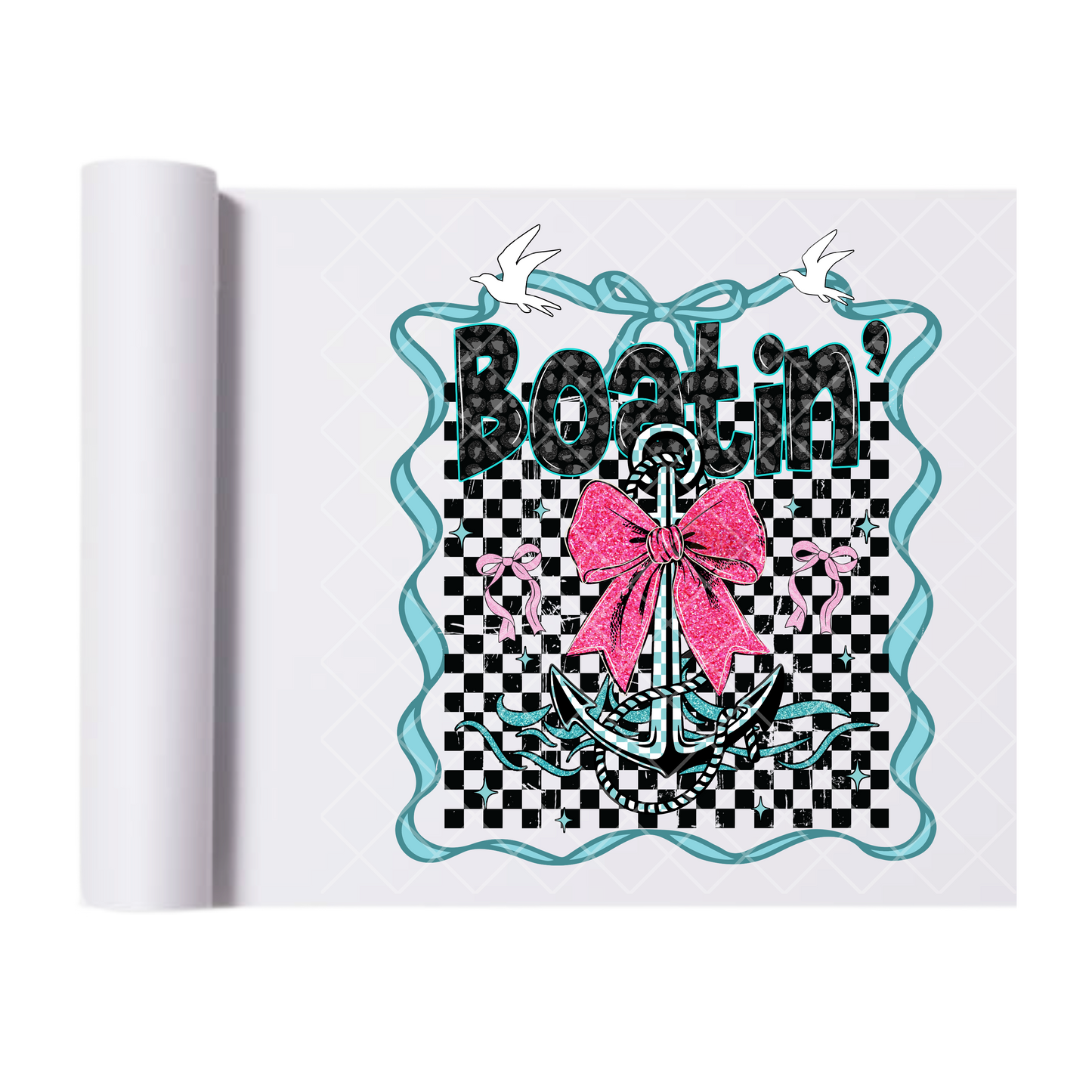 Boat’in Anchor Pink Bow - Direct Print Film Transfer for Trendy T-Shirts, Cotton, Polyester & Blends - High-Quality Print