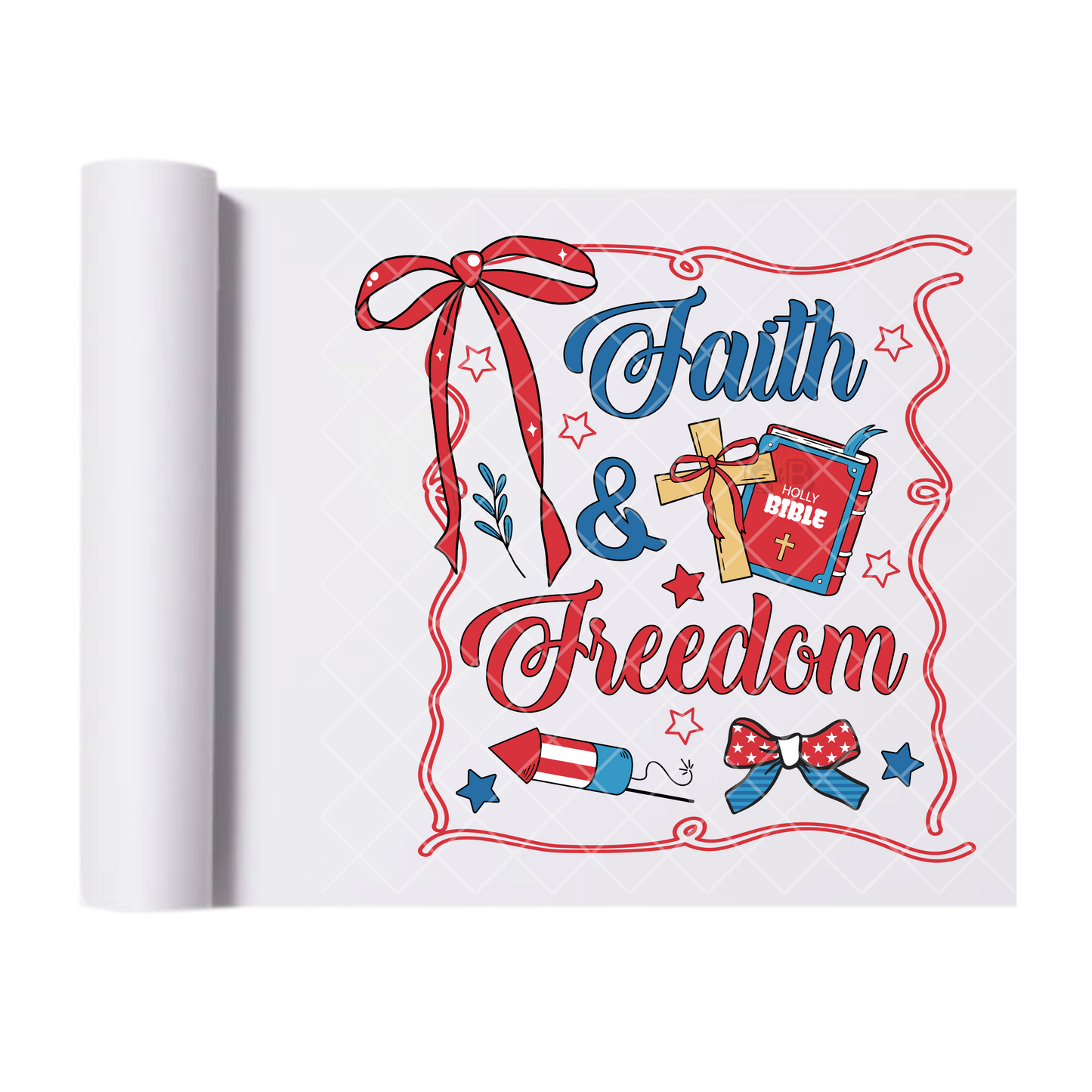 Faith & Freedom - Direct Print Film Transfer for Trendy T-Shirts, Cotton, Polyester & Blends - High-Quality Print