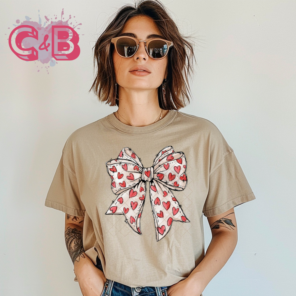 Hearts white background bow PNG