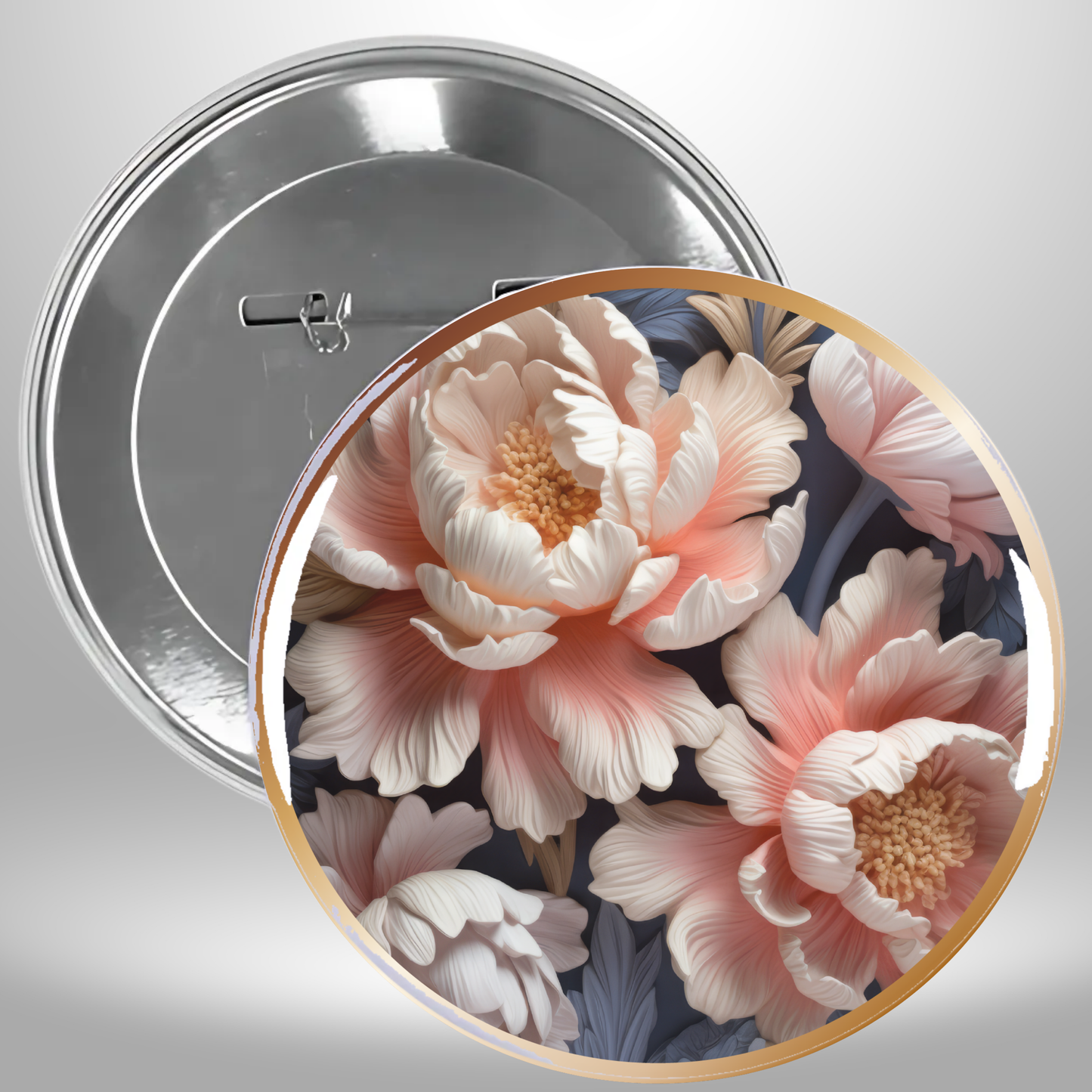 Victorian Framed Flowers Set Of 6 Pinback Buttons