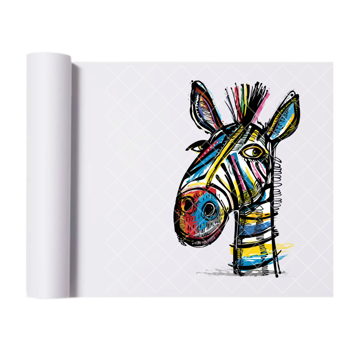 Zebra Art Doodle Painting - Direct Print Film Transfer for Trendy T-Shirts, Cotton, Polyester & Blends - High-Quality Print