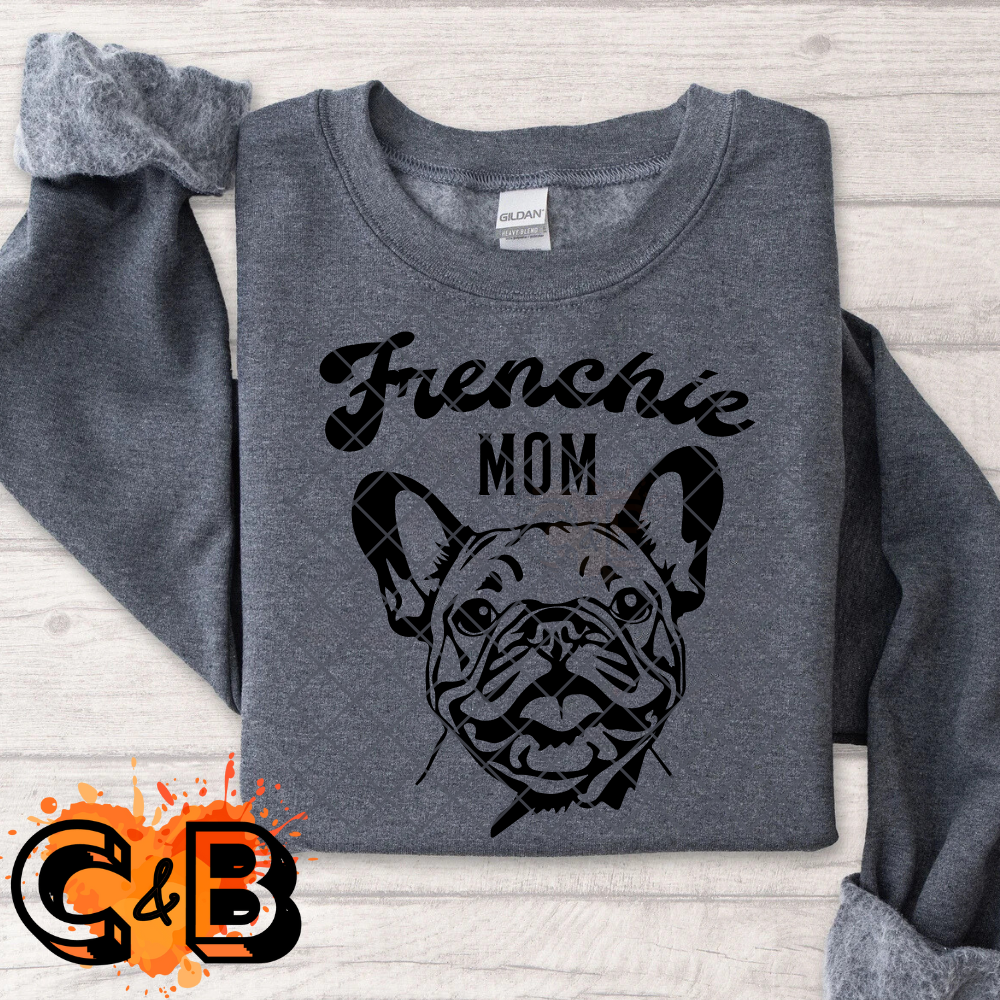 Frenchie mom black stencil PNG