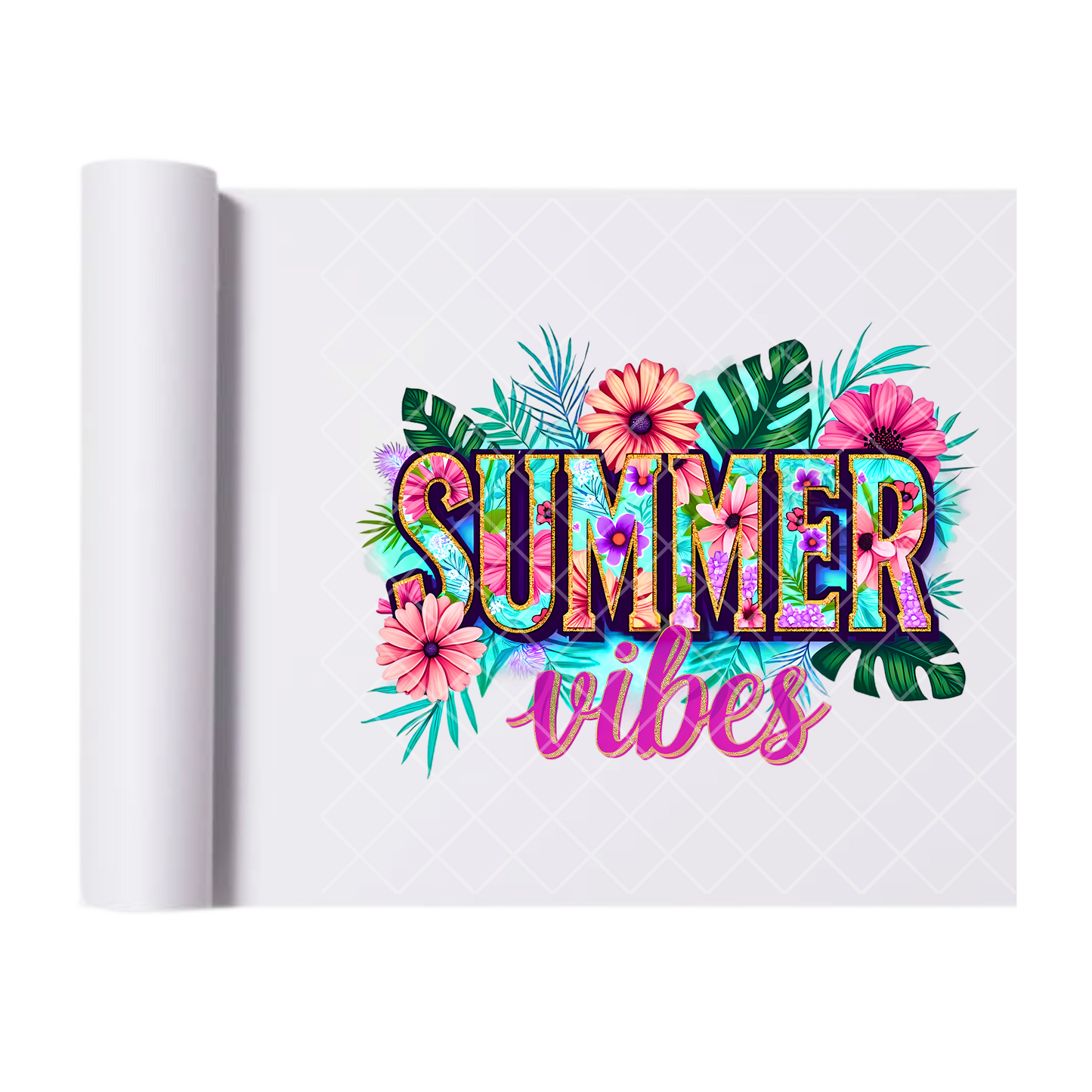 Summer Vibes Hawaiian Design - Direct Print Film Transfer for Trendy T-Shirts, Cotton, Polyester & Blends - High-Quality Print