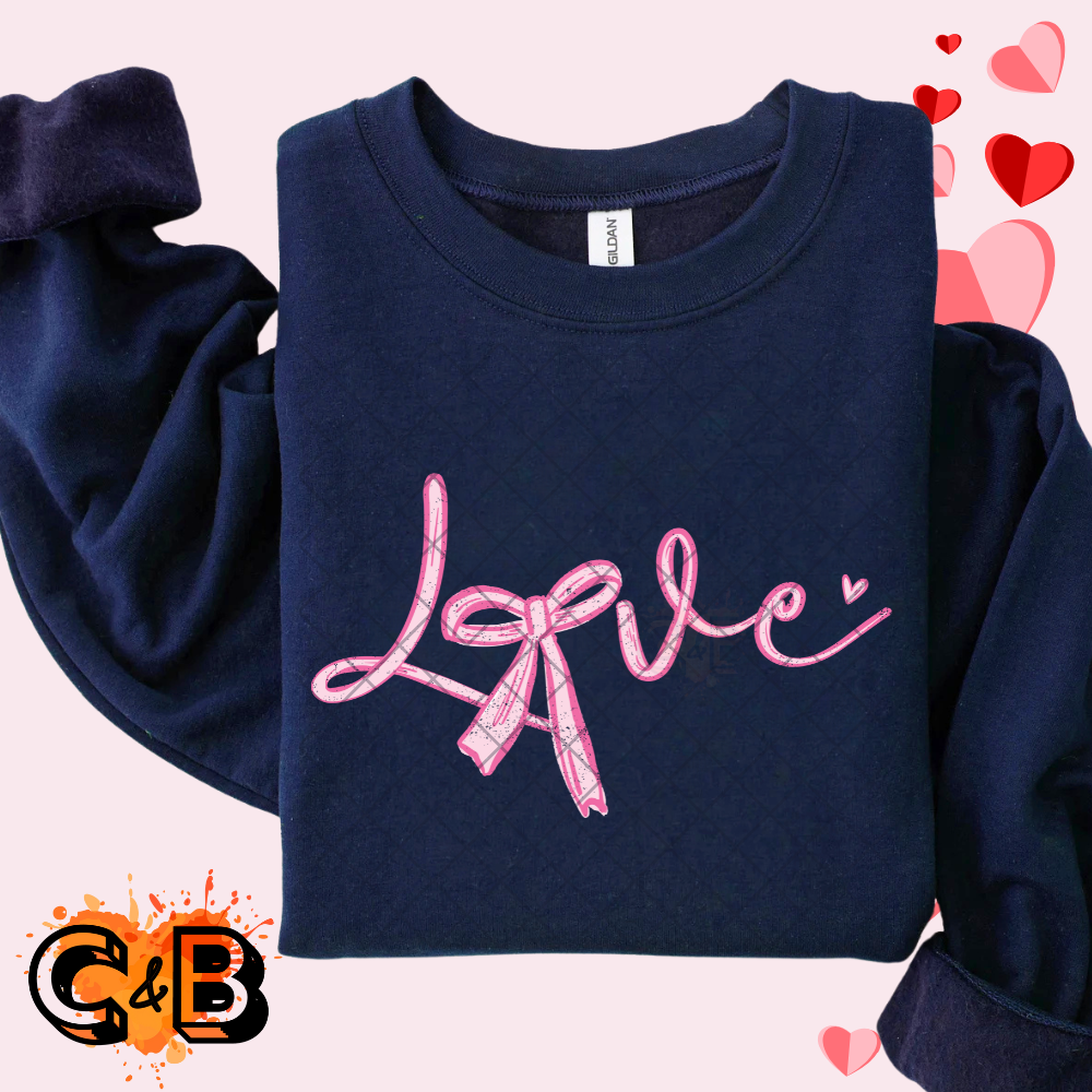 Love in pink with pink bow PNG