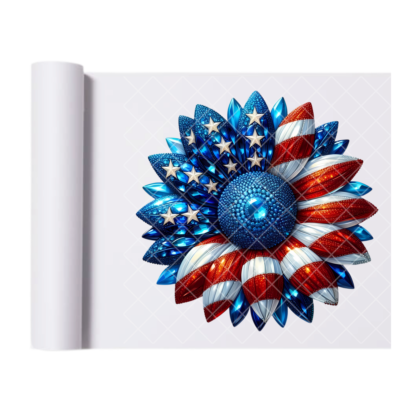 Sunflower American Flag - Direct Print Film Transfer for Trendy T-Shirts, Cotton, Polyester & Blends - High-Quality Print