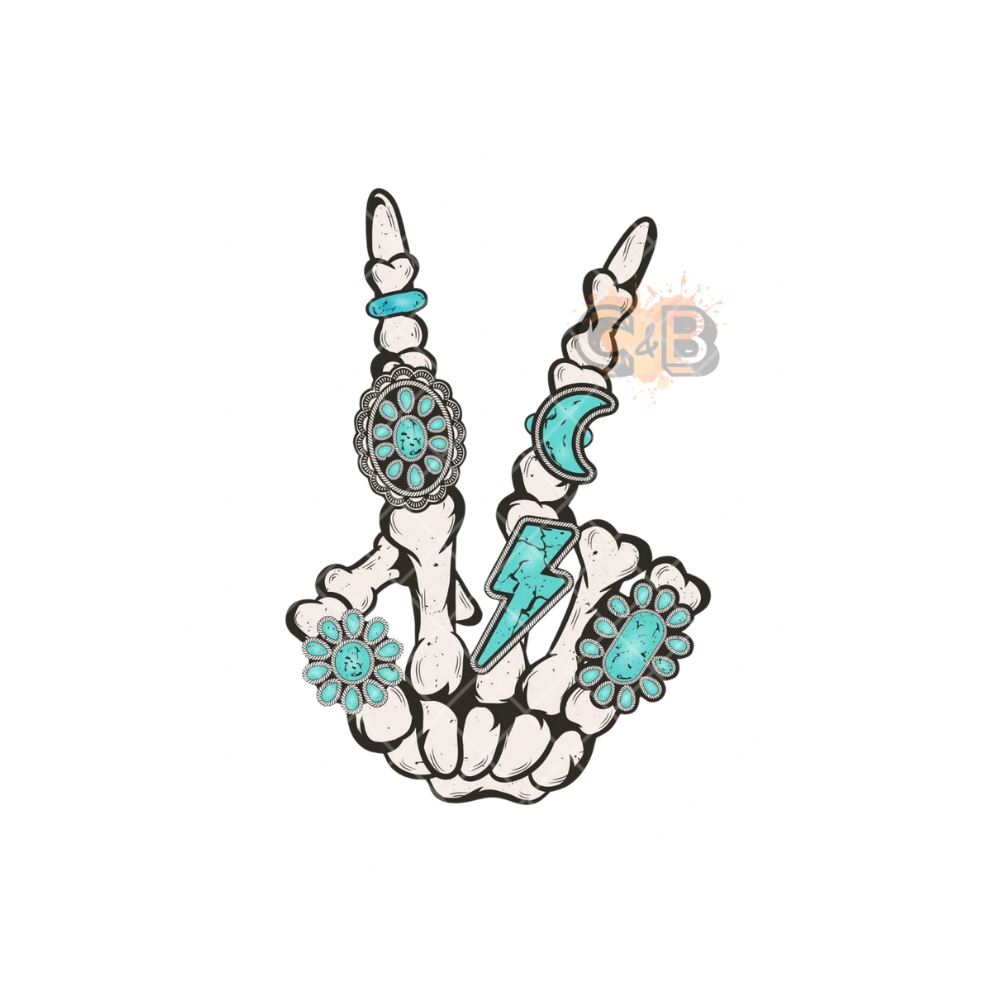 Peace Skeleton Hand Bling PNG