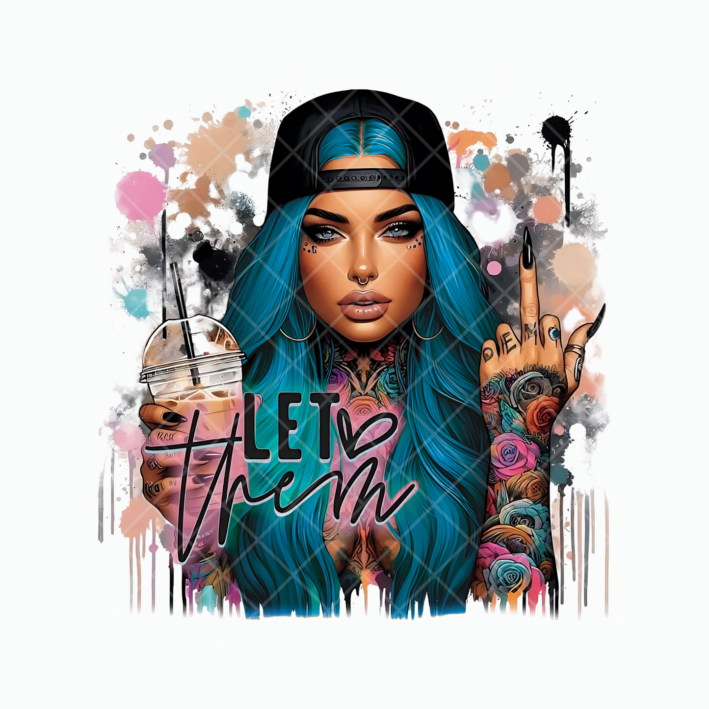 Let Them Babe Blue Hair PNG File