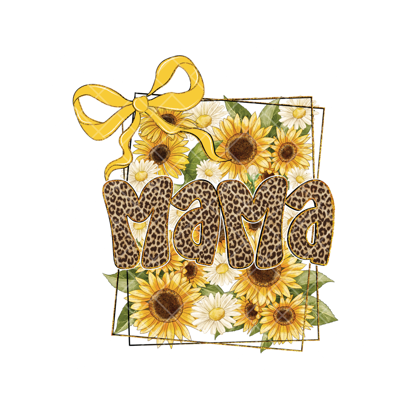 Mama Sunflower Yellow Ribbon PNG