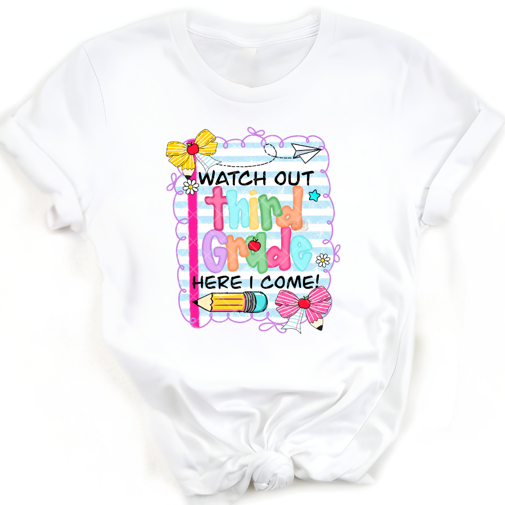 Watch Out Third Grade - Premium Graphic T-Shirt for Casual Wear