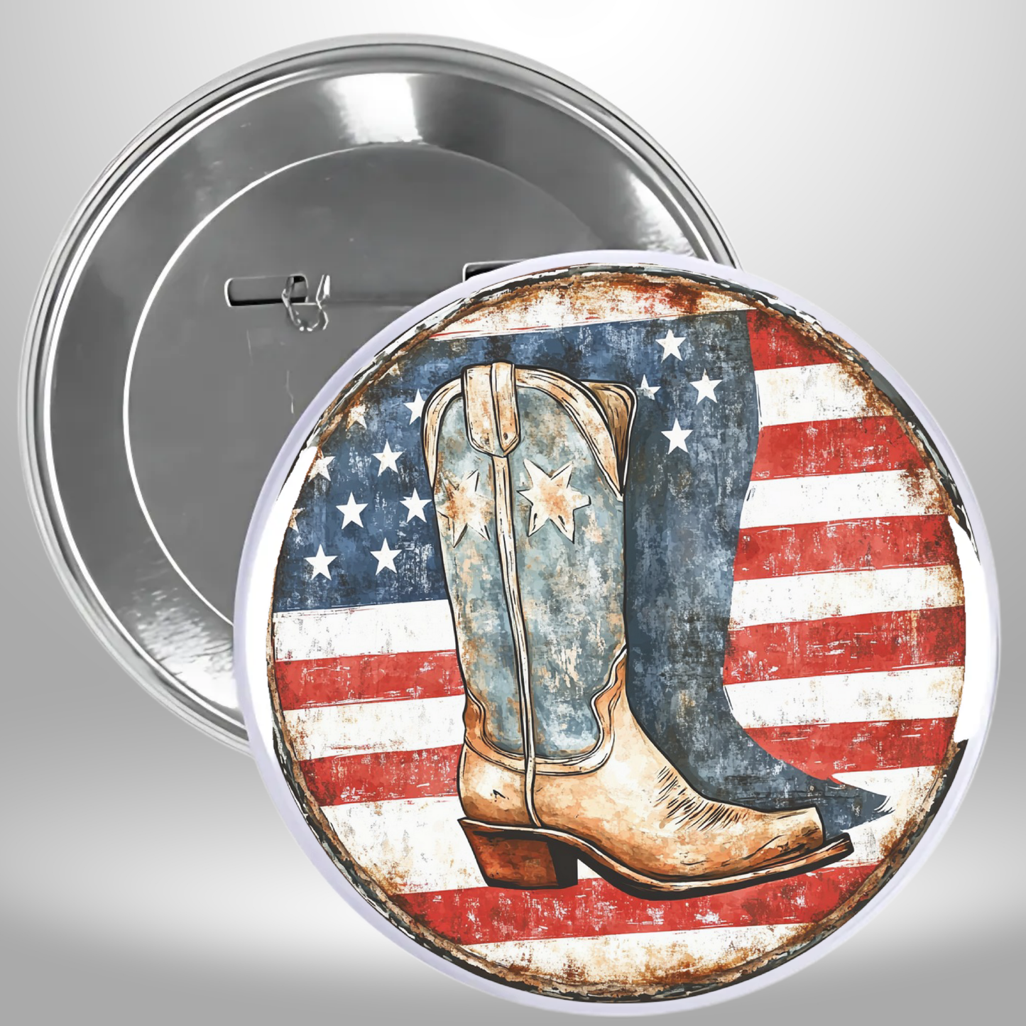 Patriotic Boots Set Of 3 Pinback Buttons