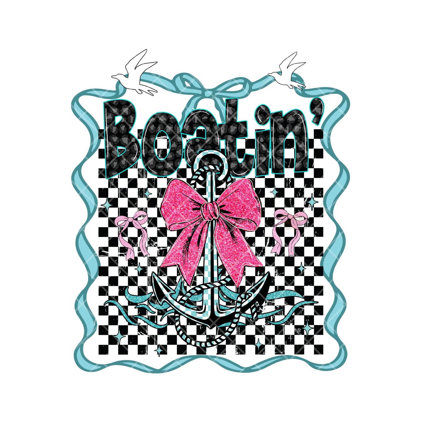 Boat’in Anchor Pink Bow PNG