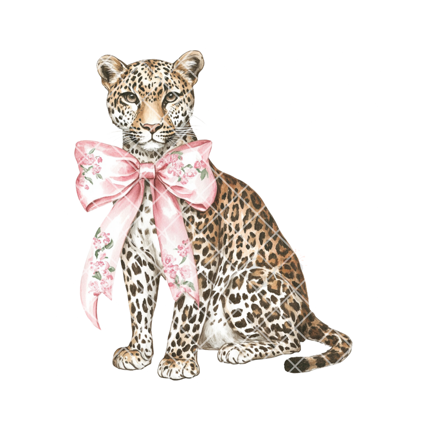 Cheetah with pink bow PNG