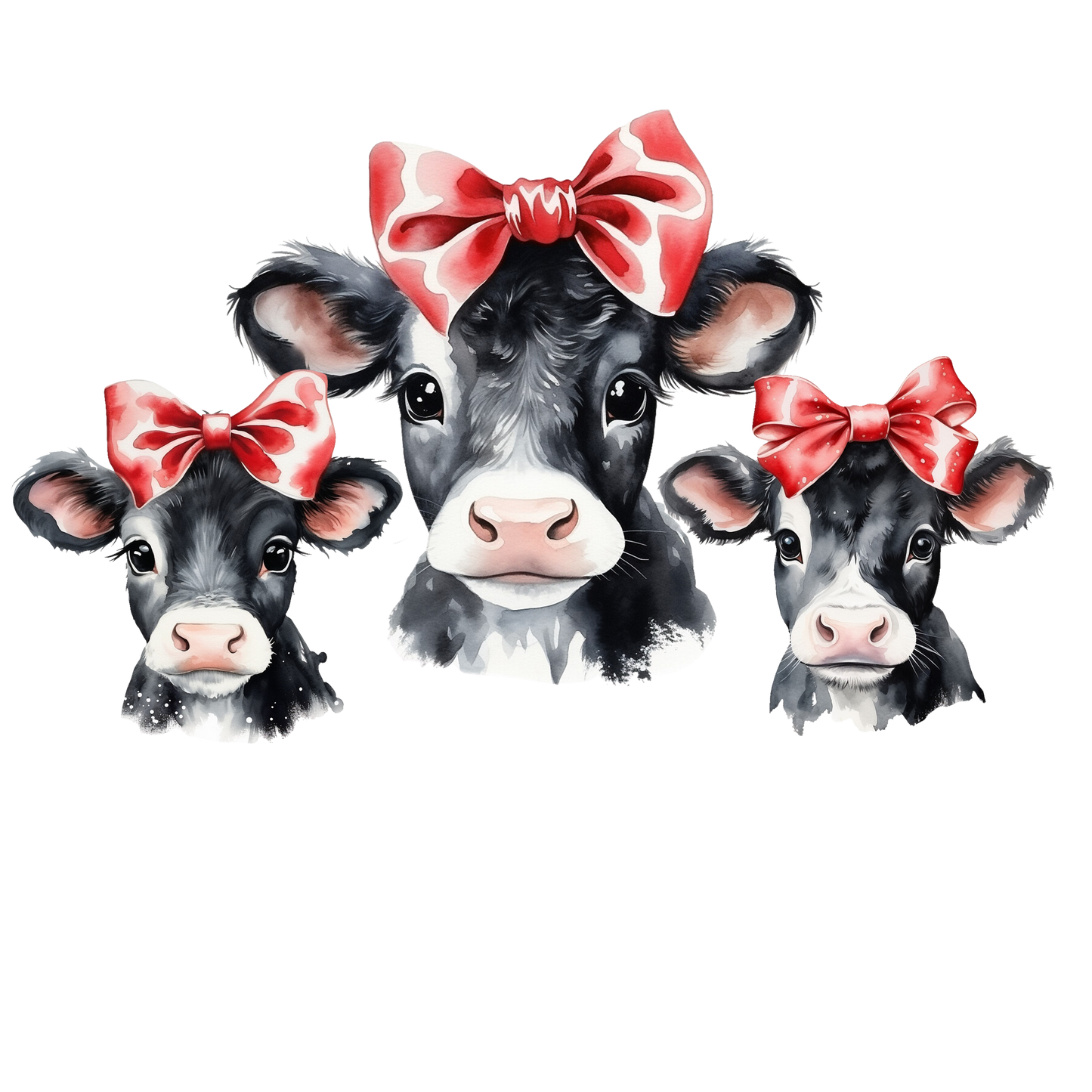 Cow trio with bows DTF transfer-high quality transfer for printing