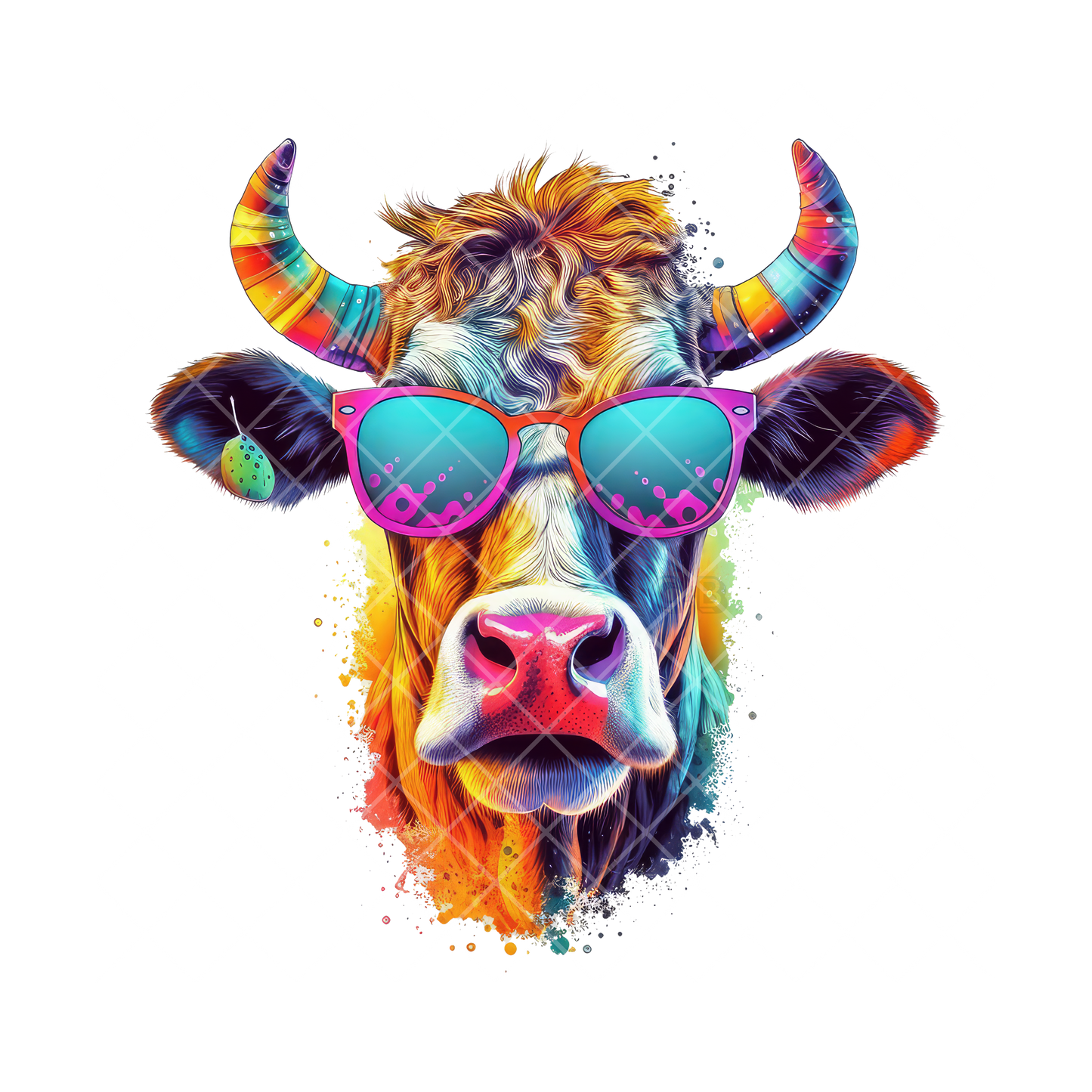 Steer With Purple Shades PNG