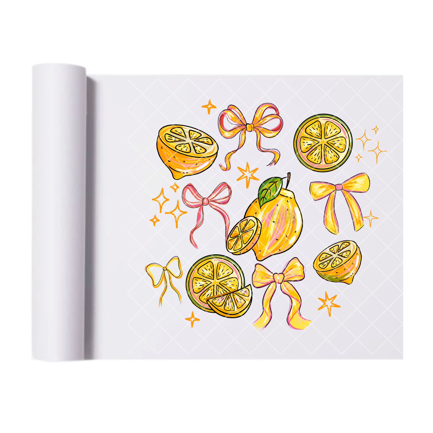 Lemon Slice Ribbon Bows - Direct Print Film Transfer for Trendy T-Shirts, Cotton, Polyester & Blends - High-Quality Print