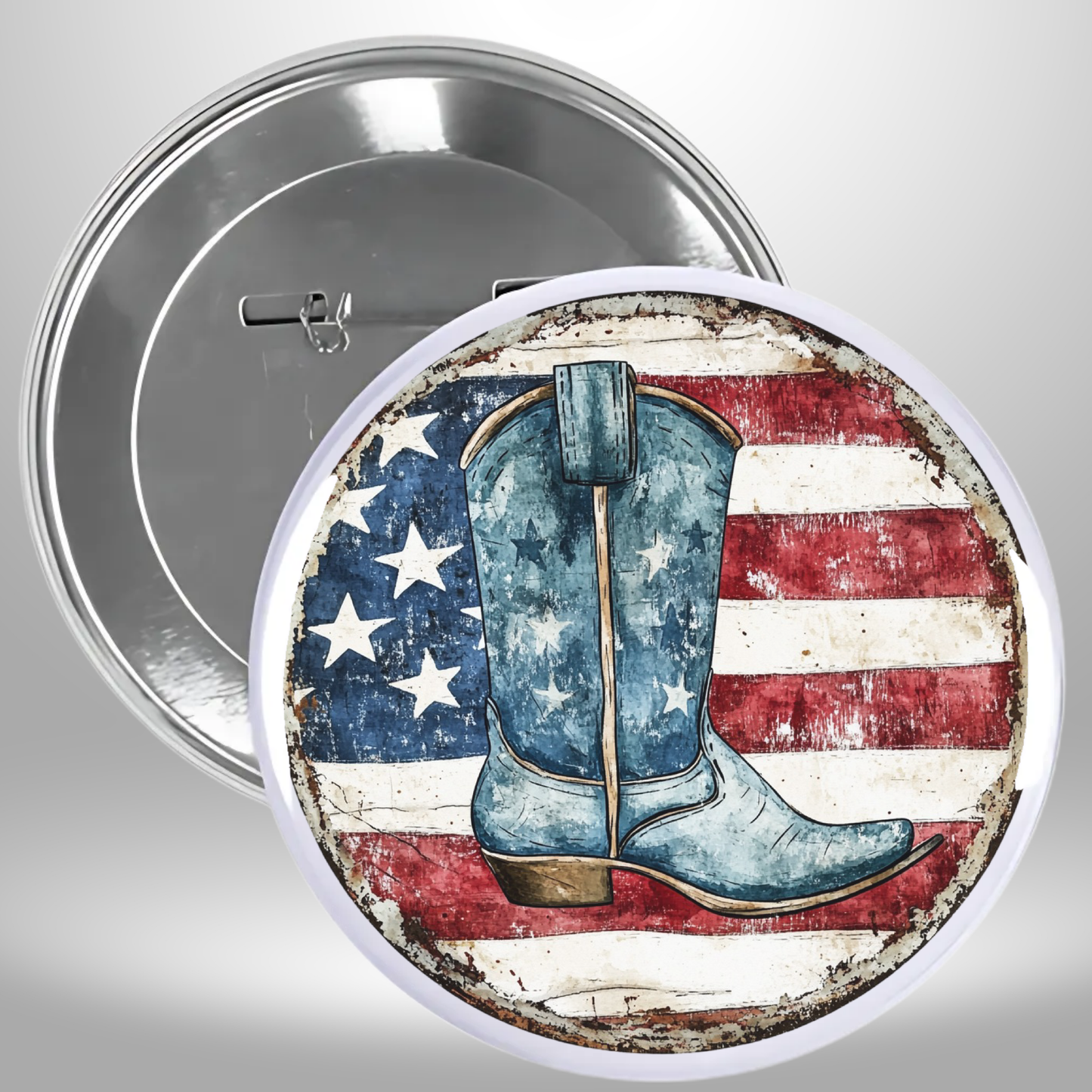 Patriotic Boots Set Of 3 Pinback Buttons