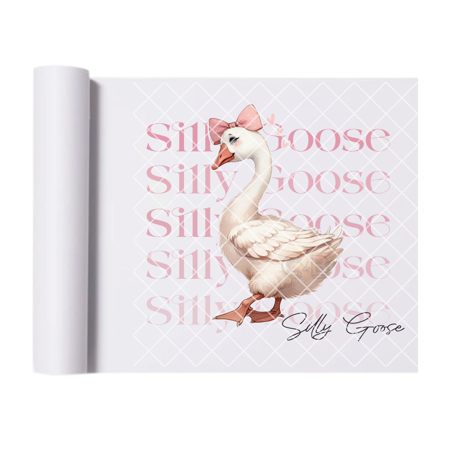 Silly goose pink font bow DTF transfer-high quality transfer for printing