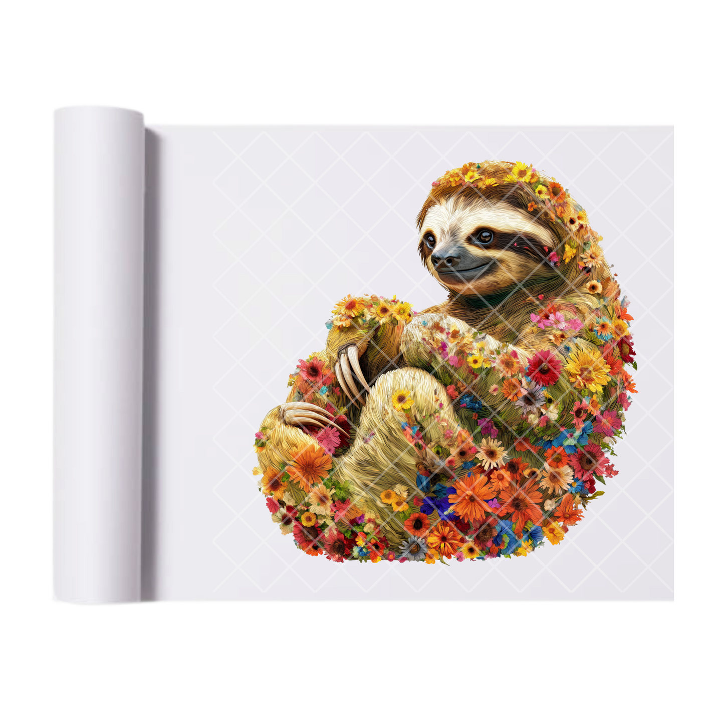Floral Sloth - Direct Print Film Transfer for Trendy T-Shirts, Cotton, Polyester & Blends - High-Quality Print