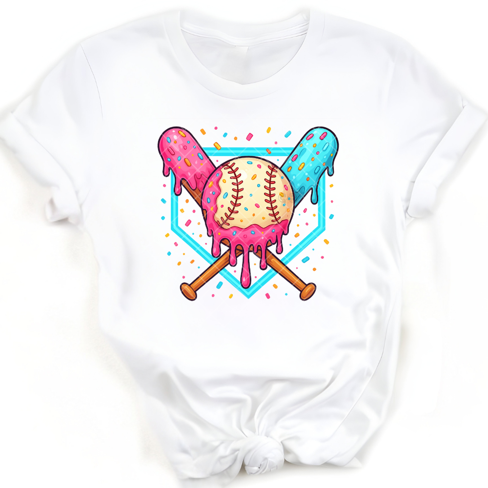 Icecream Baseball Club - Direct Print Film Transfer for T-Shirts, Cotton, Polyester & Blends - High-Quality Print