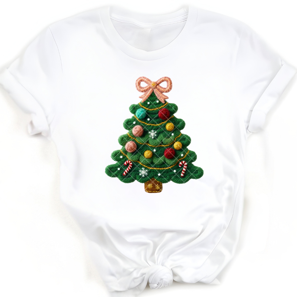 Christmas Tree Faux Stitching PNG File