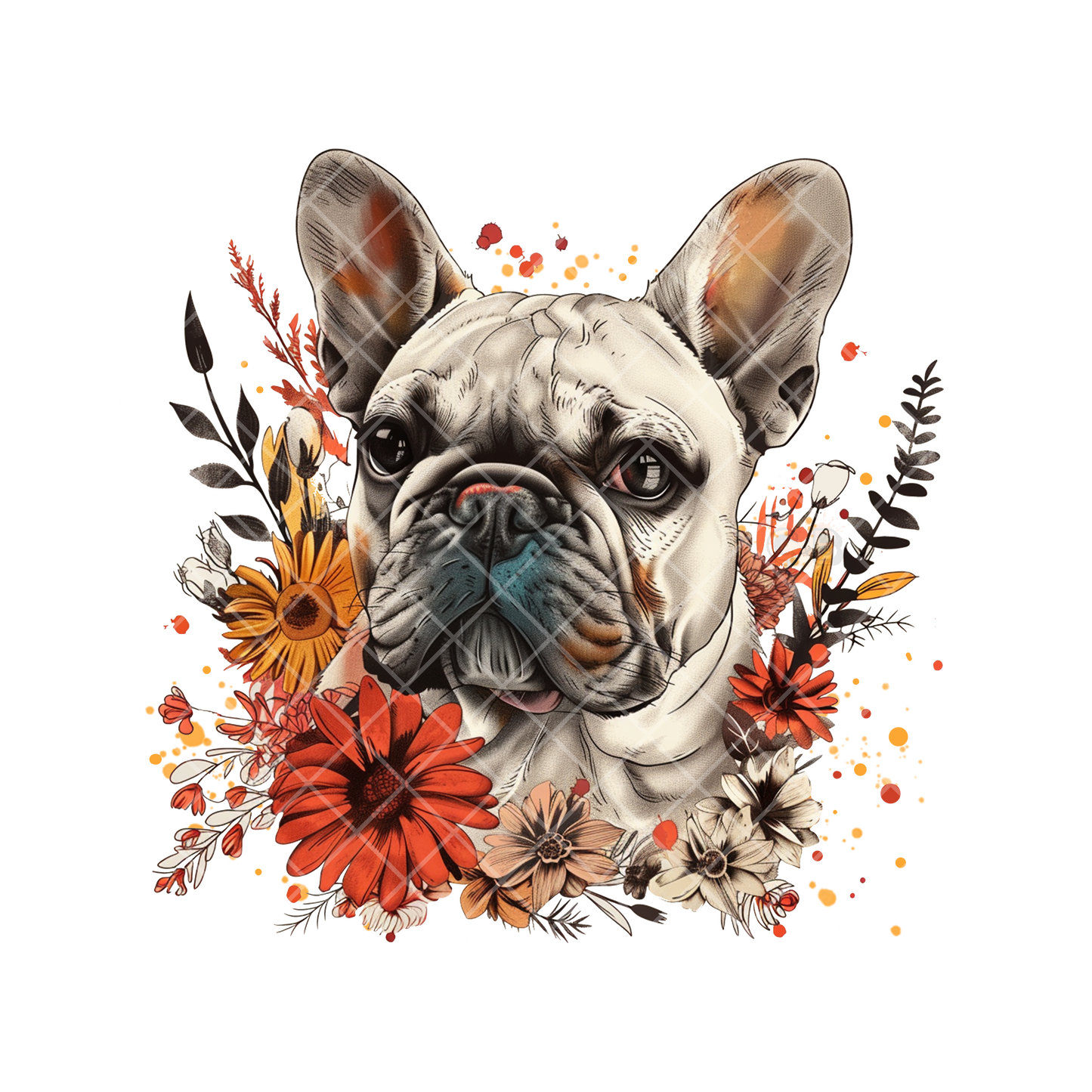 Floral Arrangement Frenchie PNG