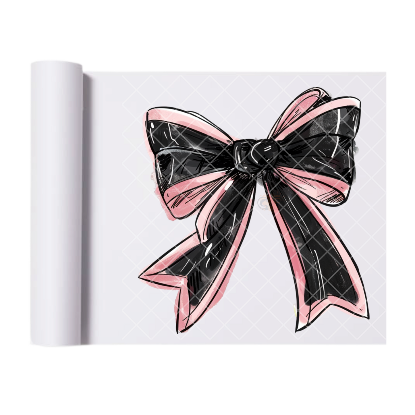 Black And Pink Bow - Direct Print Film Transfer for Trendy T-Shirts, Cotton, Polyester & Blends - High-Quality Print