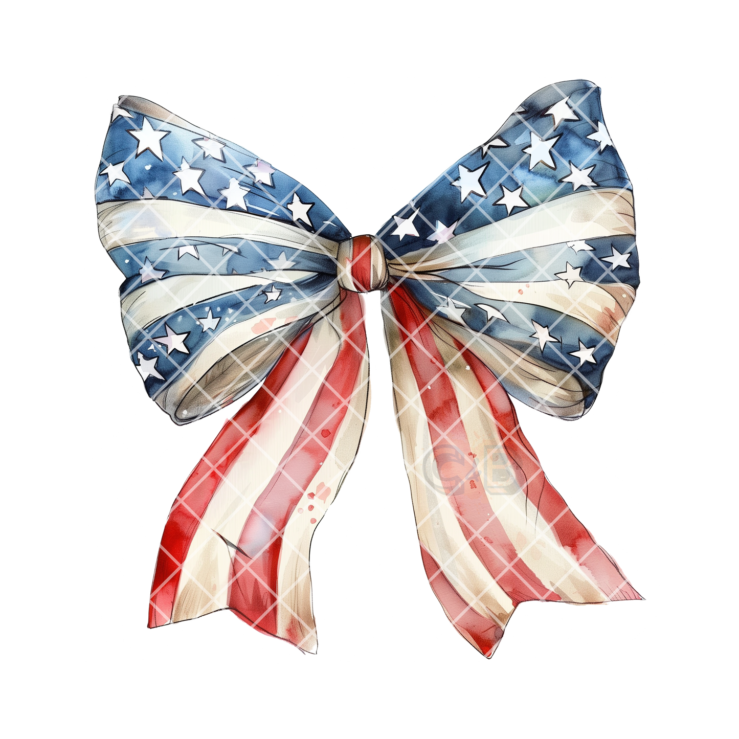 American flag bow watercolor PNG
