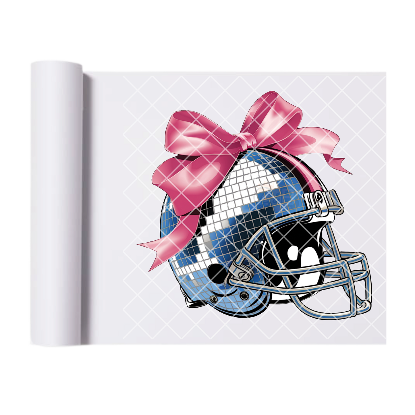 Football helmet disco ball pink bow DTF film t shirt transfer