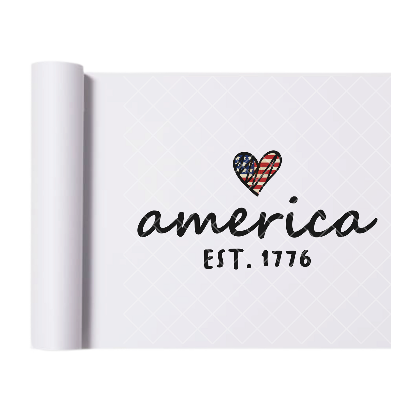 America Relaxed Font Flag Heart - Direct Print Film Transfer for Trendy T-Shirts, Cotton, Polyester & Blends - High-Quality Print