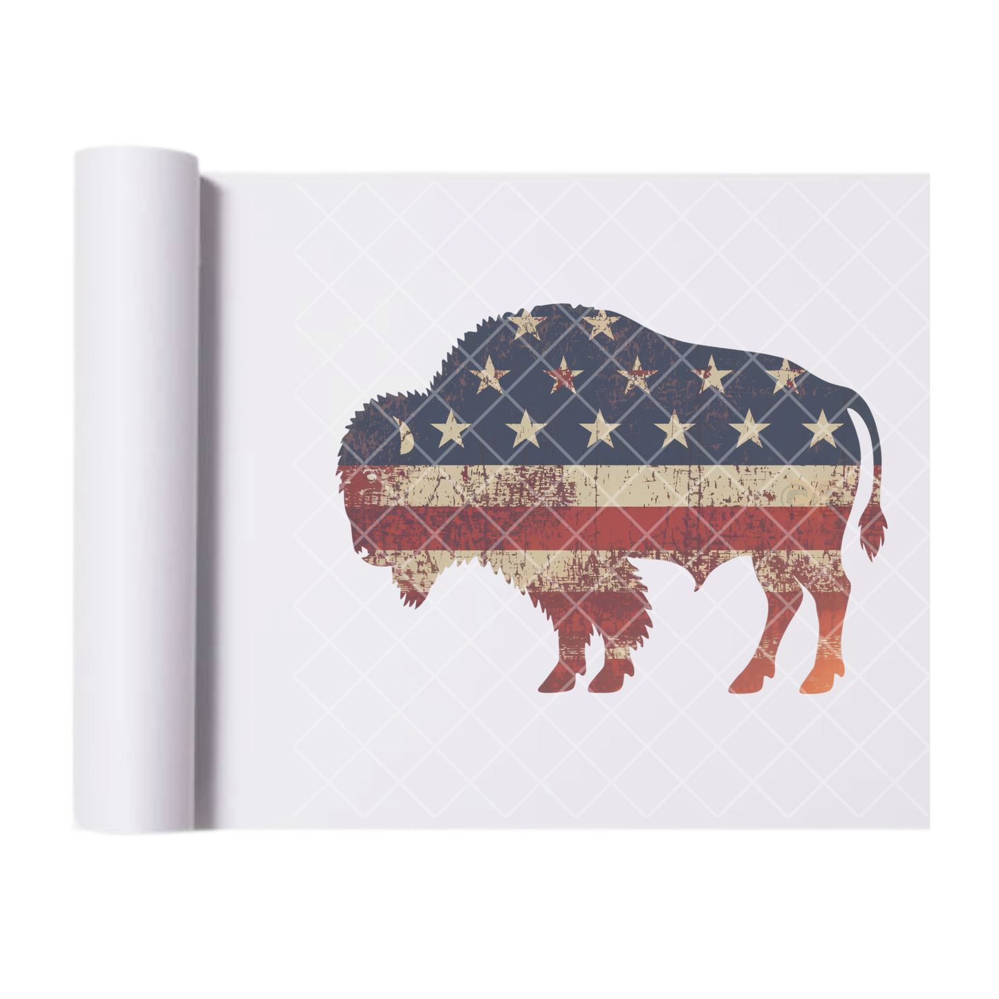 Buffalo American Flag Cutout - Direct Print Film Transfer for Trendy T-Shirts, Cotton, Polyester & Blends - High-Quality Print