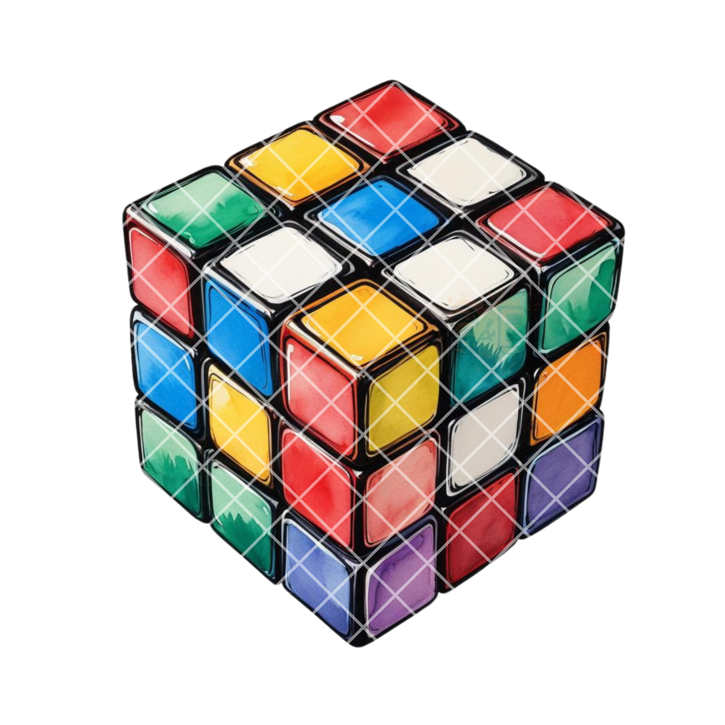 Water color cube game PNG