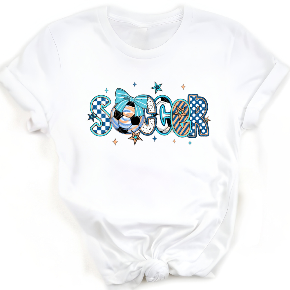 Soccer Blues Checkered Design - Premium Graphic T-Shirt for Casual Wear