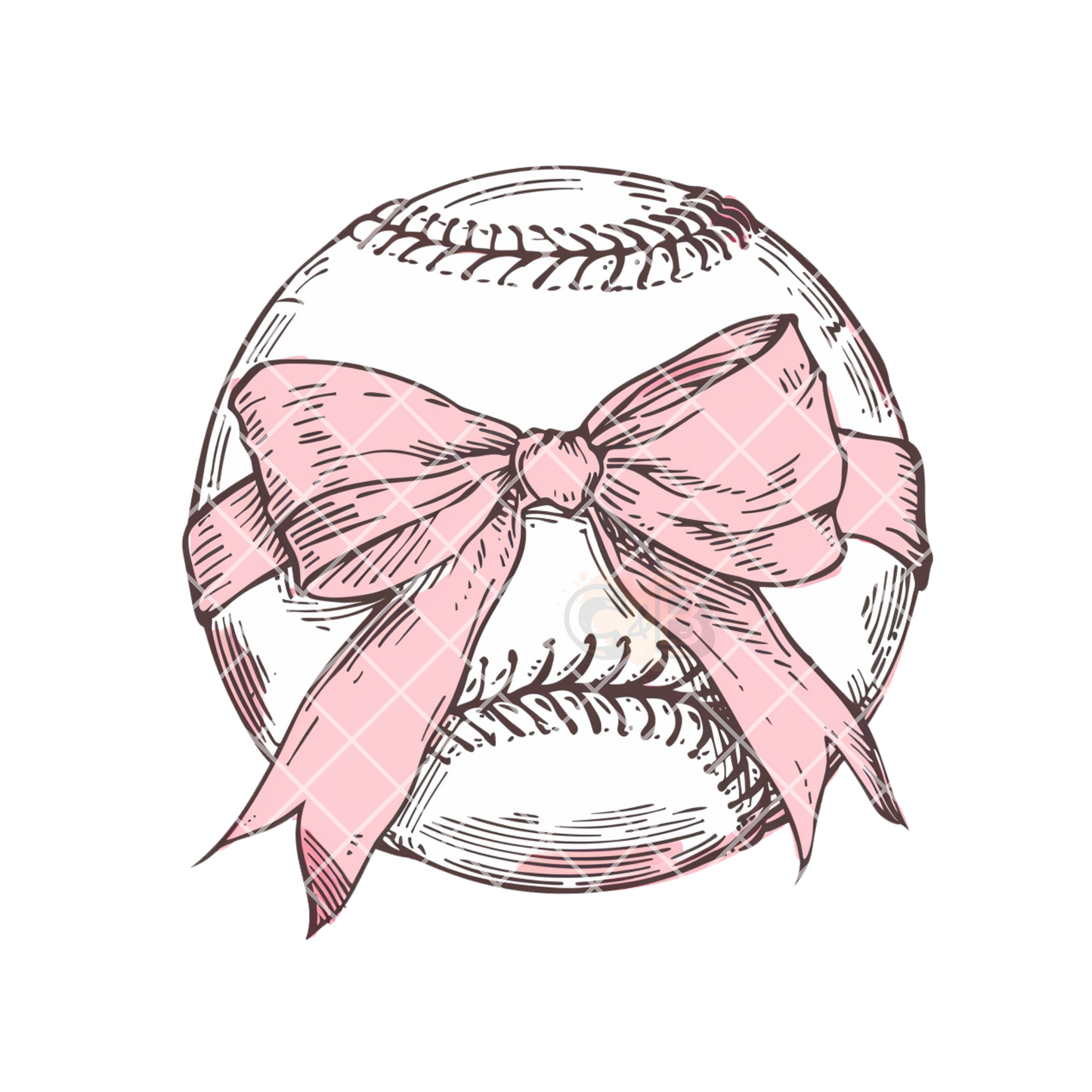 Baseball with pink ribbon bow PNG