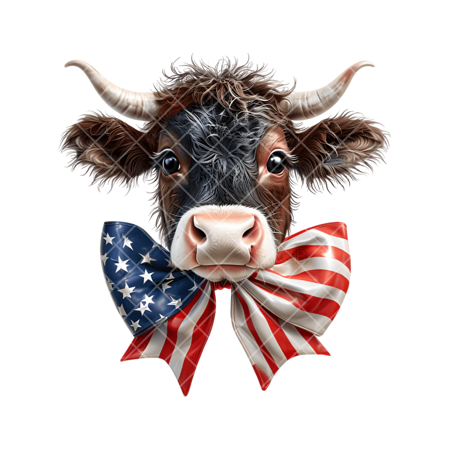 American Flag Bow Highland cow PNG File