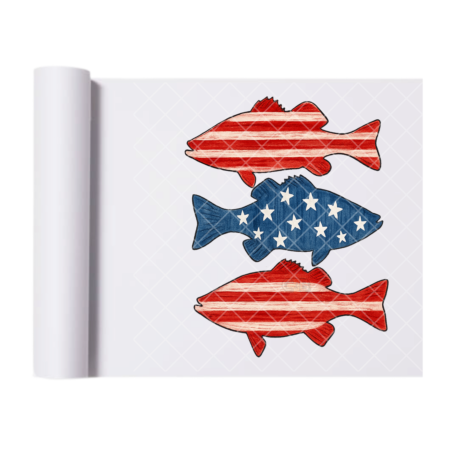 Bass American Flag Cut Out - Direct Print Film Transfer for Trendy T-Shirts, Cotton, Polyester & Blends - High-Quality Print