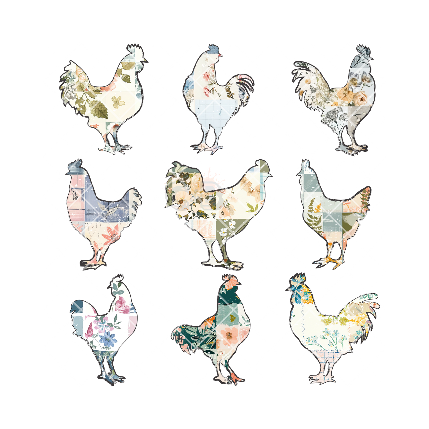 Chicken quilt silhouette PNG