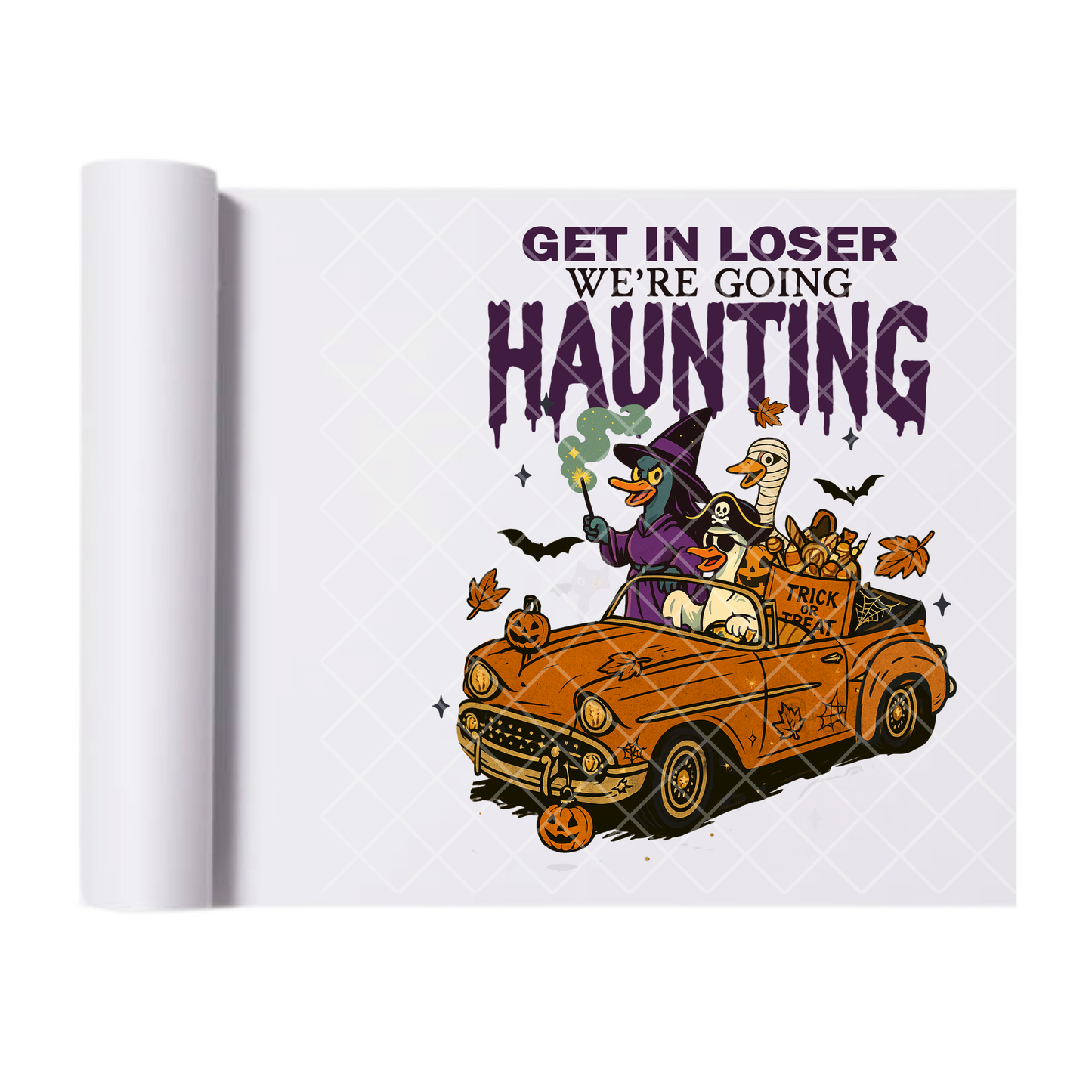 Get In Were Haunting - Ready To Press Print Transfer for Apparel, Cotton, Polyester & Blends - High-Quality Print- Commercial Grade