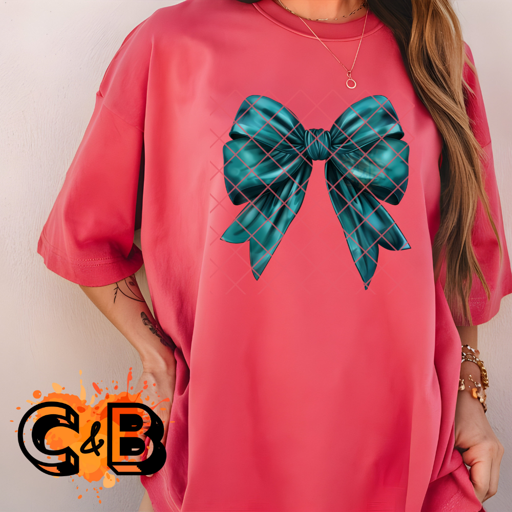 Emerald Chrome Bow - Direct Print Film Transfer for T-Shirts, Cotton, Polyester & Blends - High-Quality DTF Print