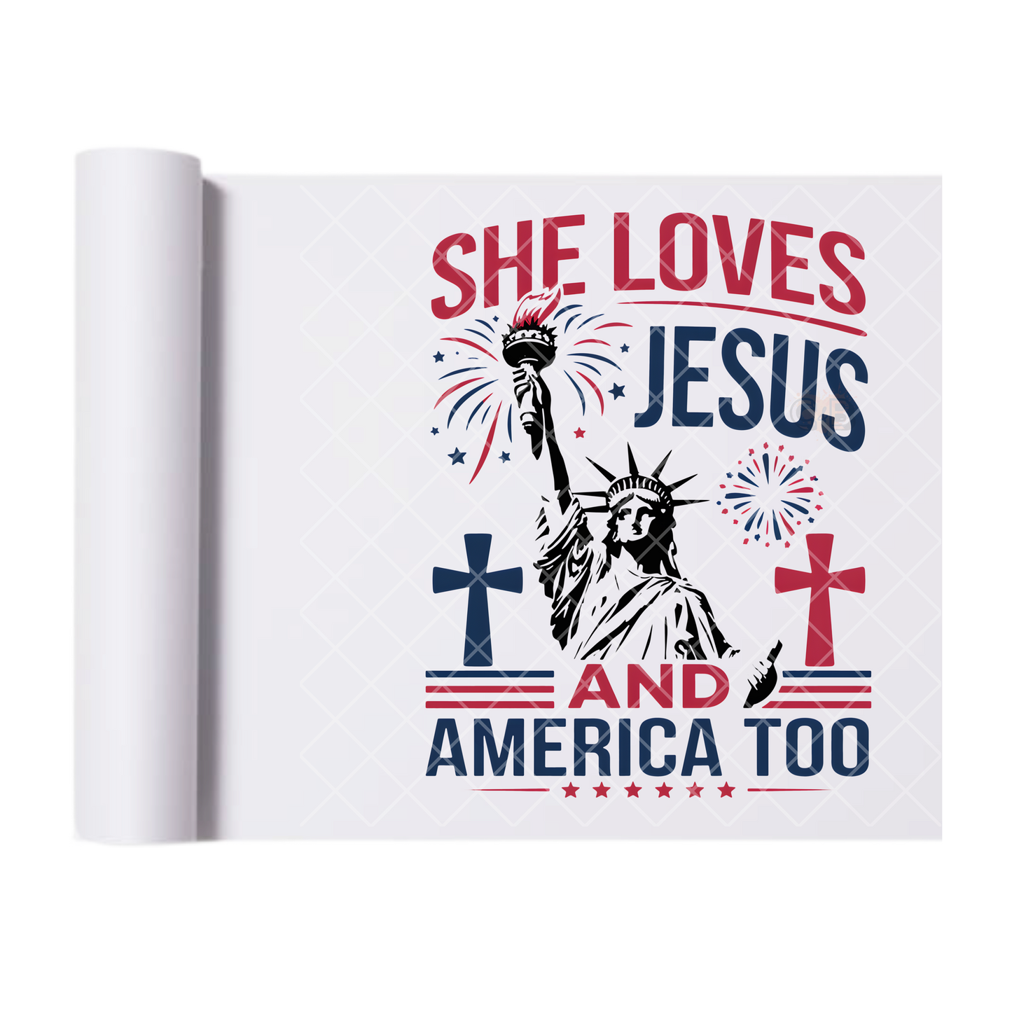 She Loves Jesus - Direct Print Film Transfer for T-Shirts, Cotton, Polyester & Blends - High-Quality Print
