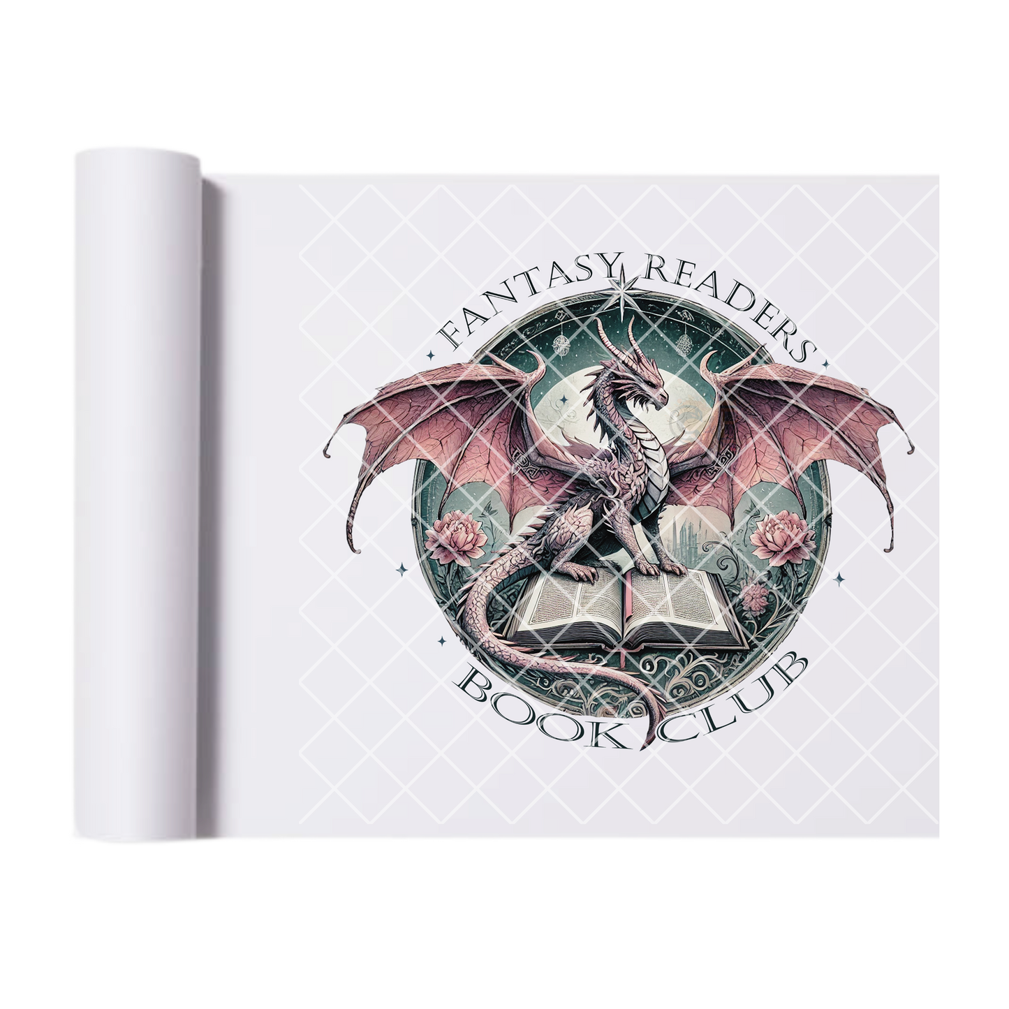 Fantasy Reading Book Club Dragon - Direct Print Film Transfer for T-Shirts, Cotton, Polyester & Blends - High-Quality DTF Print