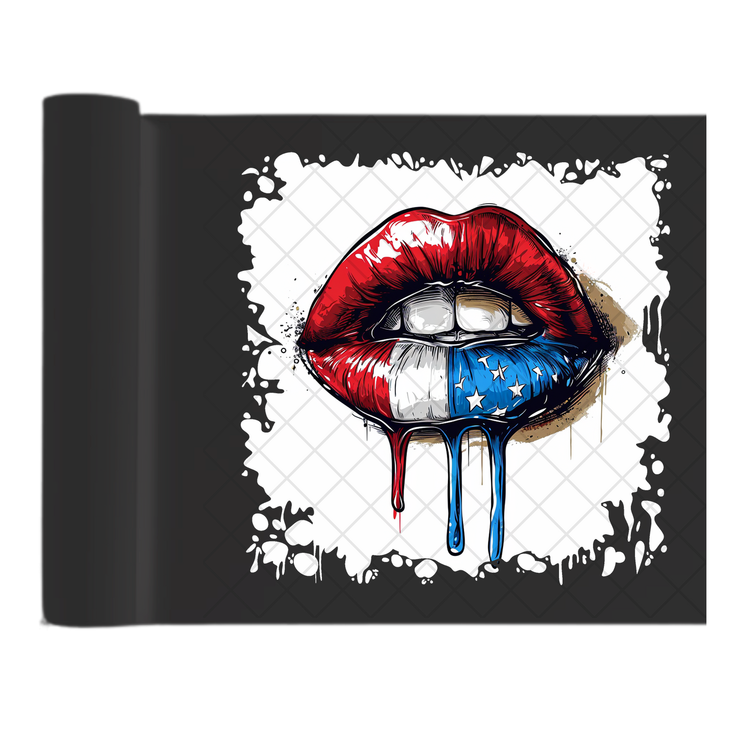 Dripping American Lips - Direct Print Film Transfer for Trendy T-Shirts, Cotton, Polyester & Blends - High-Quality Print