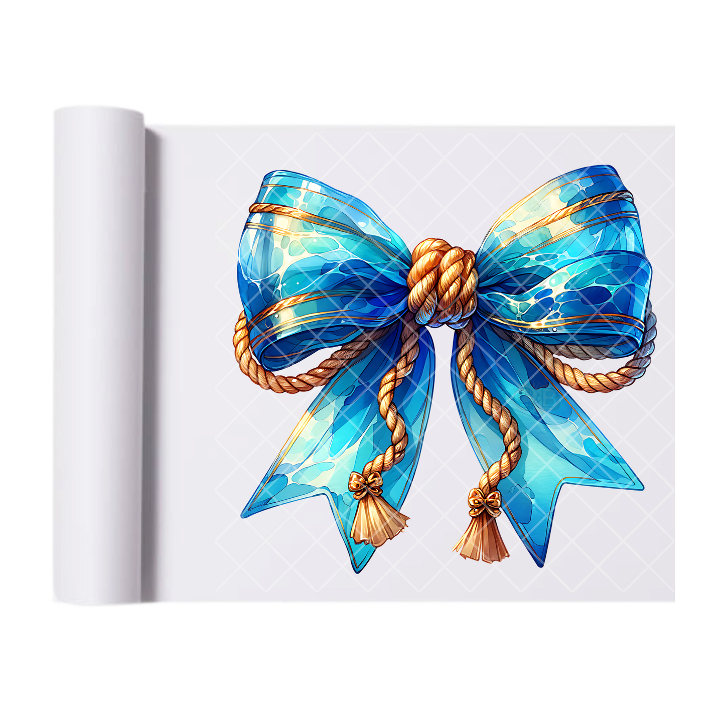 Aquatic Bow- Direct Print Film Transfer for T-Shirts, Cotton, Polyester & Blends - High-Quality Print