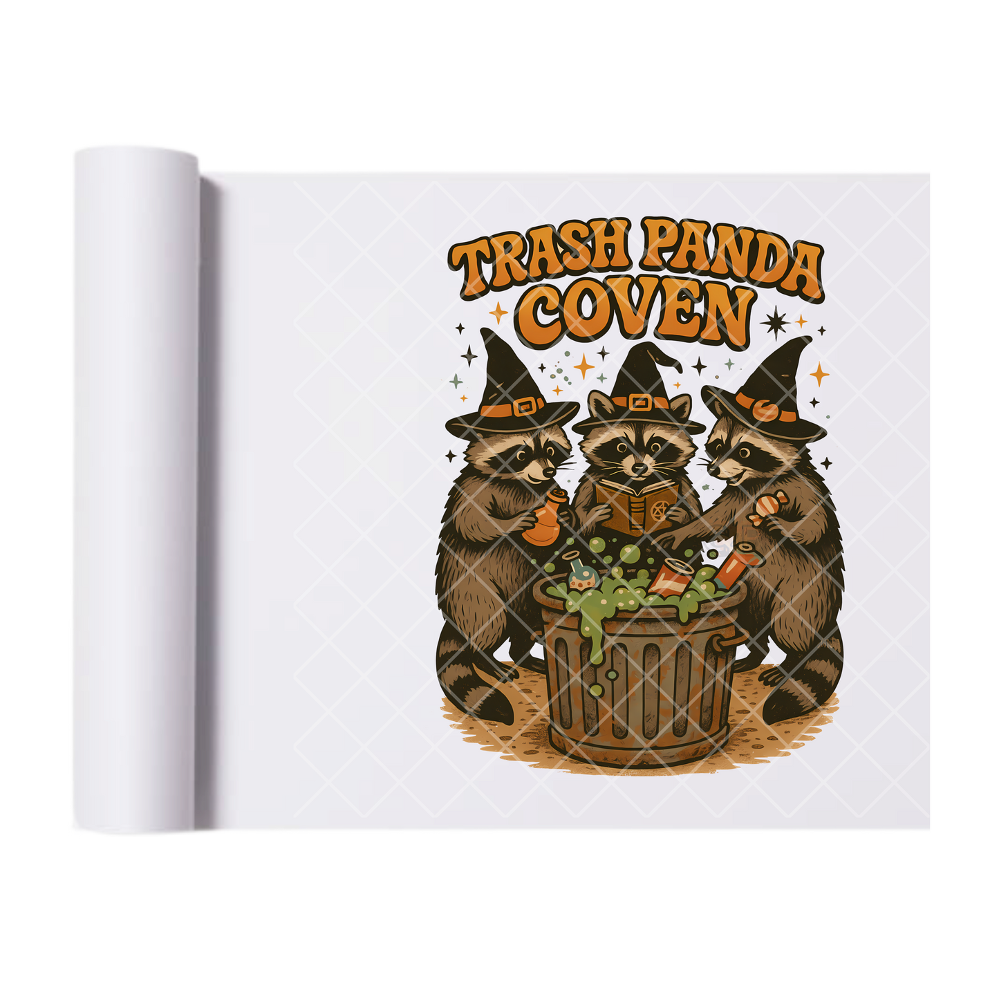 Trash Panda Coven Halloween - Ready To Press Print Transfer for Apparel, Cotton, Polyester & Blends - High-Quality Print- Commercial Grade
