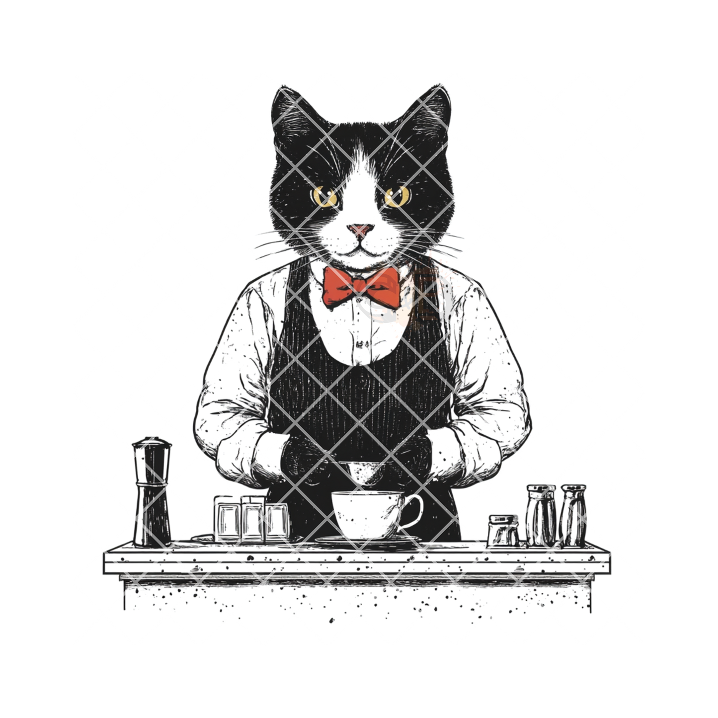 Cat bar red tie PNG