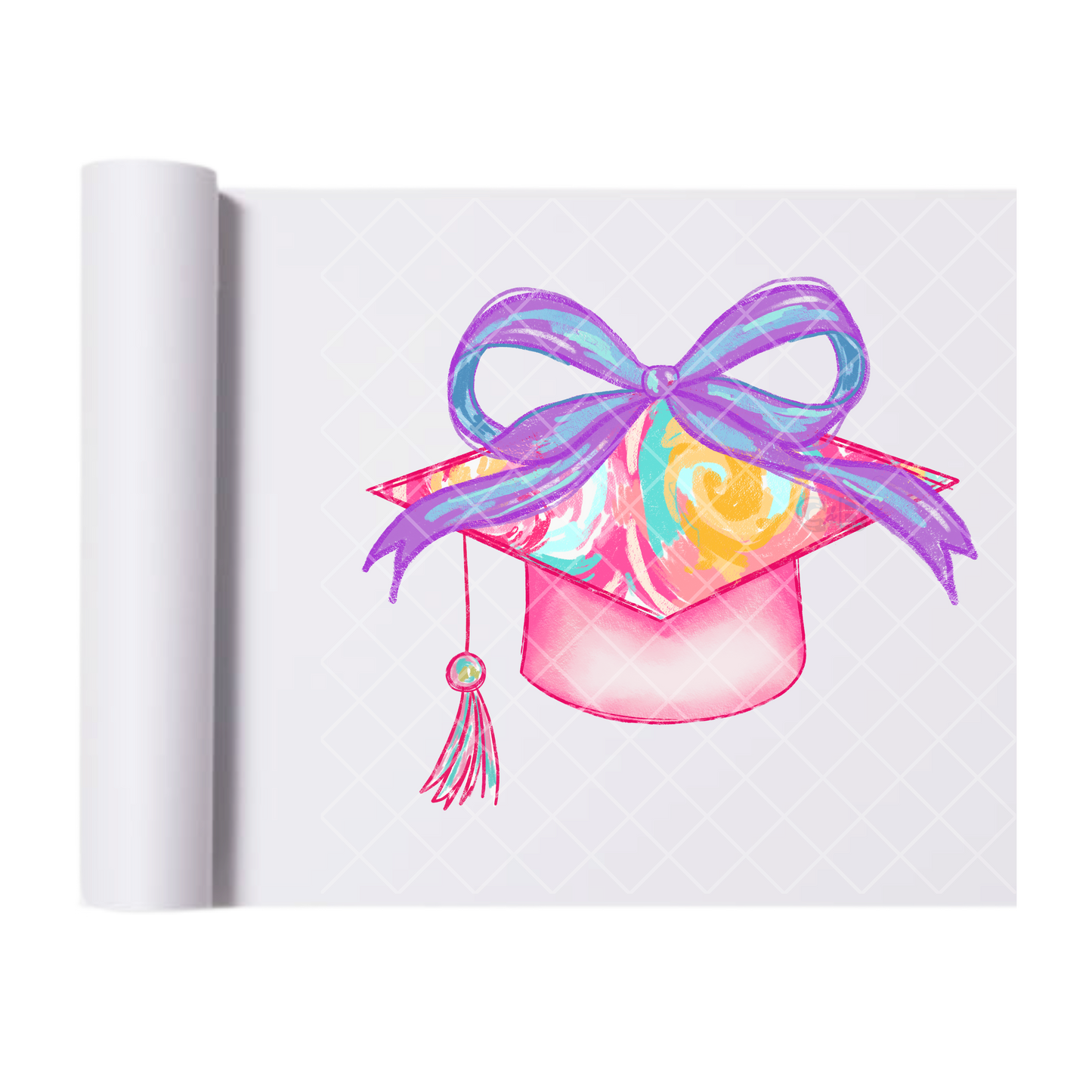 Graduation Pink Purple Ribbon - Direct Print Film Transfer for Trendy T-Shirts, Cotton, Polyester & Blends - High-Quality Print